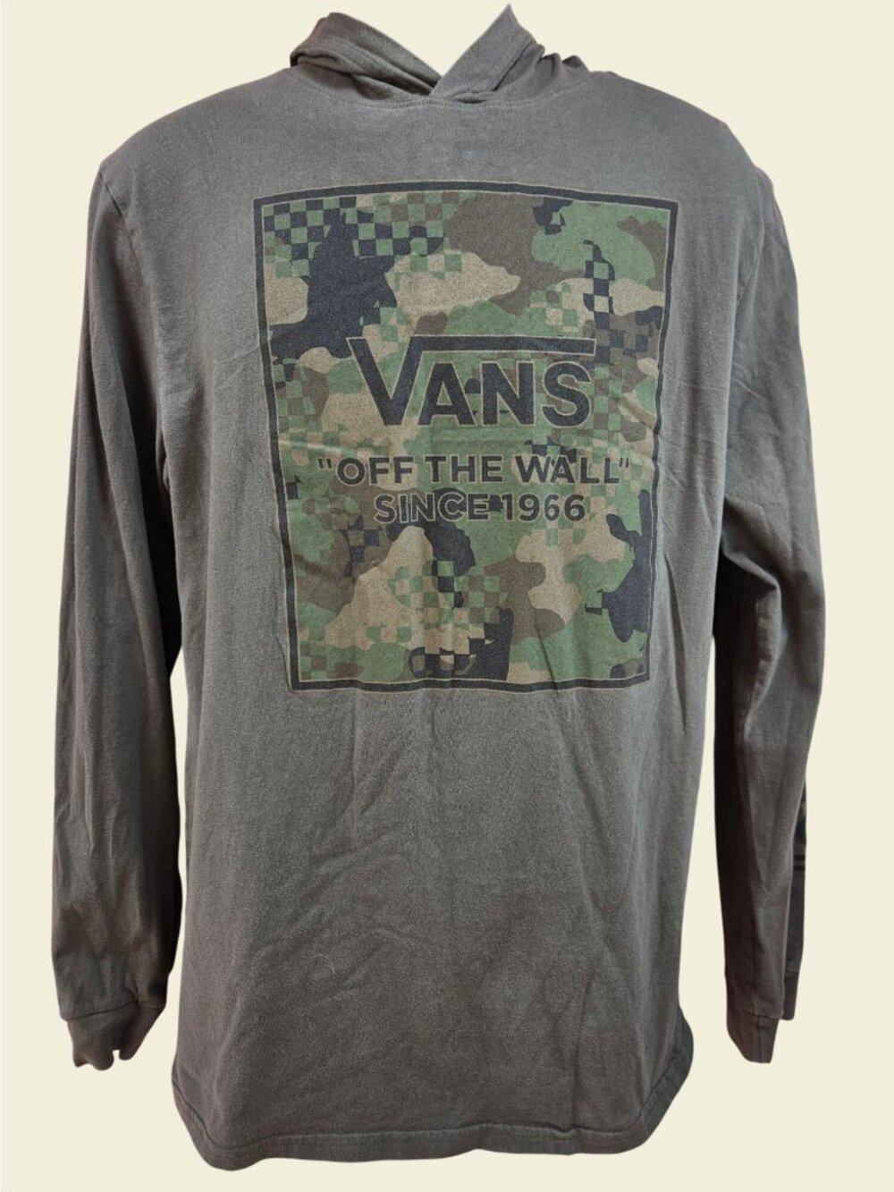 Vans Boys Green Camo Logo "Off The Wall" Hoodie Size Large
